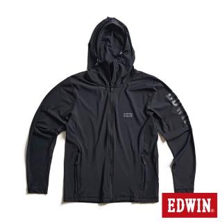 【EDWIN】女裝 涼感纖維印花機能連帽外套(黑色)