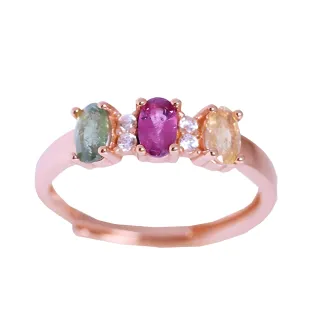 【幸福珠寶】天然彩虹碧璽｜平衡之美戒指(現在/過去/未來的美麗平衡 新年快樂)