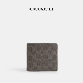 【COACH】蔻馳官方直營 經典 SIGNATURE 零錢皮夾_灰色/鉛灰色(CY406)