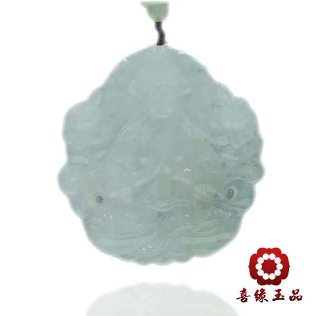 【喜緣玉品】觀音 天然翡翠A貨 冰種 寶蓮 觀音玉墜-僅此一品(開運風水)(直)
