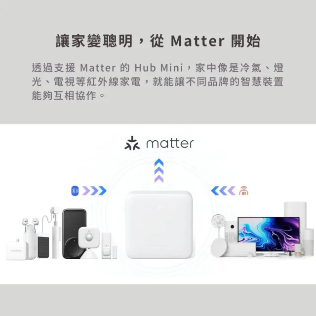 【SwitchBot】Hub Mini Matter Enabled 主控器(紅外線遙控器/APP操作/藍芽控制/電視遙控器/空調遙控器)