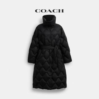 【COACH】蔻馳官方直營 絎縫長版羽絨大衣-黑色(CCA07)