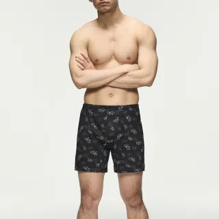 【Mr. DADADO】單車騎趣 M-3L印花四角男內褲-天然絲光棉-吸濕排汗-GHQ527BL(黑色)