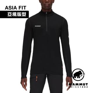 【Mammut 長毛象官方直營】Aenergy ML Half Zip Pull AF 保暖立領半拉鍊長袖排汗衣 黑色 男款 #1016-01120