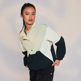 【YUANDONGLI 元動力】-O 輕量撞色拼接半開襟風衣(淺綠色；S-L；4223251001)