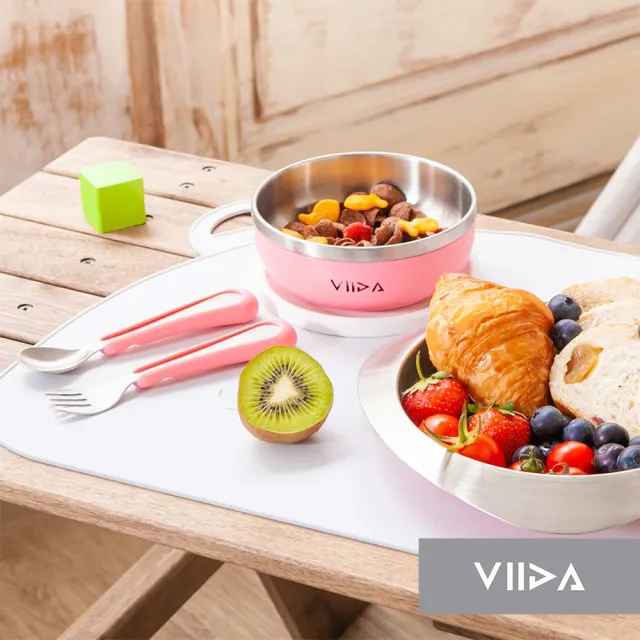【VIIDA】Souffle 抗菌不鏽鋼餐具組(兒童餐具 抗菌不鏽鋼 寶寶餐具 學習餐具)