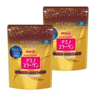 【Meiji 明治】明治膠原蛋白粉璀璨金版28日份袋裝196gx2(膠原蛋白/神經醯胺/Q10)