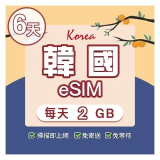 【環亞電訊】eSIM韓國06天每天2GB(24H自動發貨免等待免換卡 esim韓國 虛擬卡 韓國上網絡卡 環亞電訊)