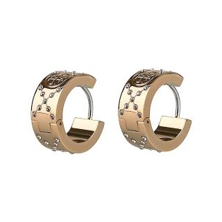 【TORY BURCH】TORY BURCH T字LOGO環狀鑲嵌水鑽設計卡扣式耳環(金x白)