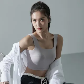 【Ladies 蕾黛絲】格雷系極簡方領無鋼圈M-EL背心(格雷淺灰)