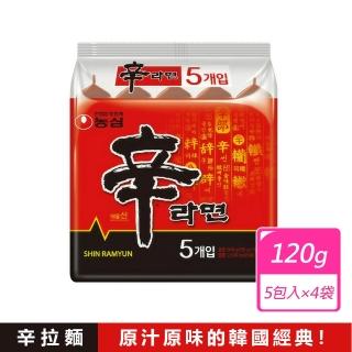 【NONG SHIM 農心】4袋20包-辛拉麵 官方境內版(120gx5包x4袋)