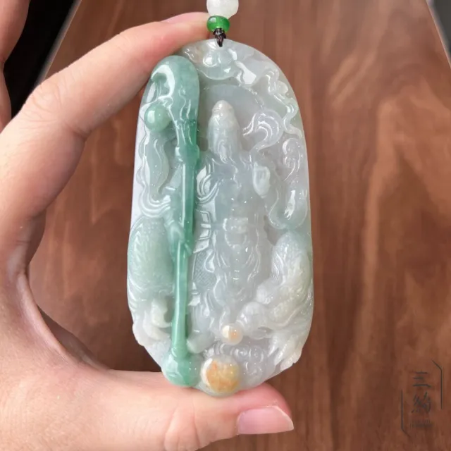 天然緬甸A貨翡翠。冰三彩 關公 武關公  恩主公 伽藍菩薩 關