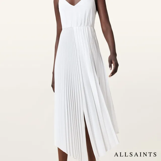 【ALLSAINTS】JAX 兩件式T恤拉鍊罩衫洋裝-白 W326DB(常規版型)