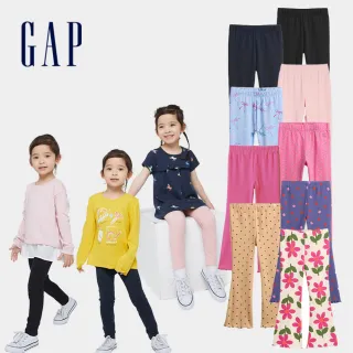 【GAP】女幼童裝 素色/小熊刺繡印花鬆緊運動喇叭褲-多款任選(760343&525365&798501)