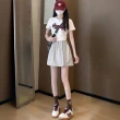 【D.studio】韓版冰絲渲染直筒高腰顯瘦垂感寬褲(褲子 長褲 休閒褲 女裝 高腰褲 拖地褲 直筒褲 黑褲 P391)