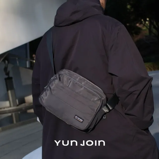 【YUN JOIN】雙11 Tech橫式多層斜跨包(輕量防潑水 多隔層收納 側背包/斜背包 男女適用)