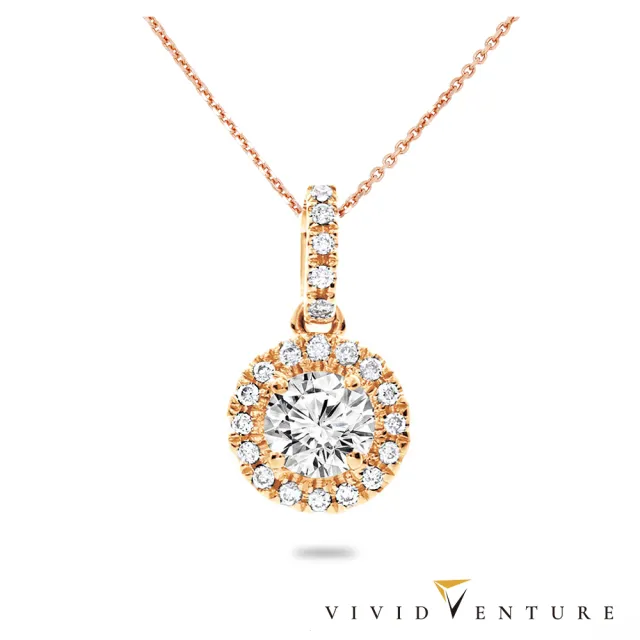 【Vividventure 亞帝芬奇】GIA 30分 FVS2 3EX 八心八箭 無螢光 天然鑽石 真鑽 項鍊 圓滿(14K玫瑰金台)