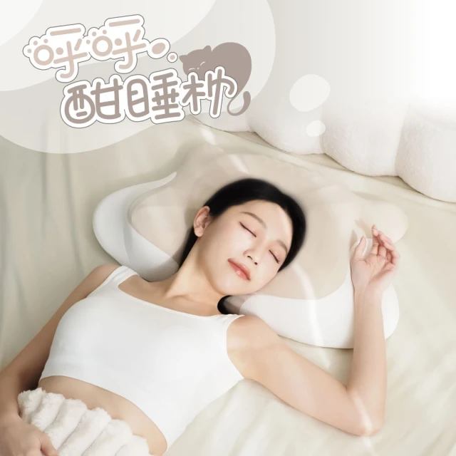 【Pure Sleep 純好眠】呼呼酣睡枕(記憶枕 止鼾枕頭 護頸枕頭 8D支撐 按摩 奶油風 枕頭)