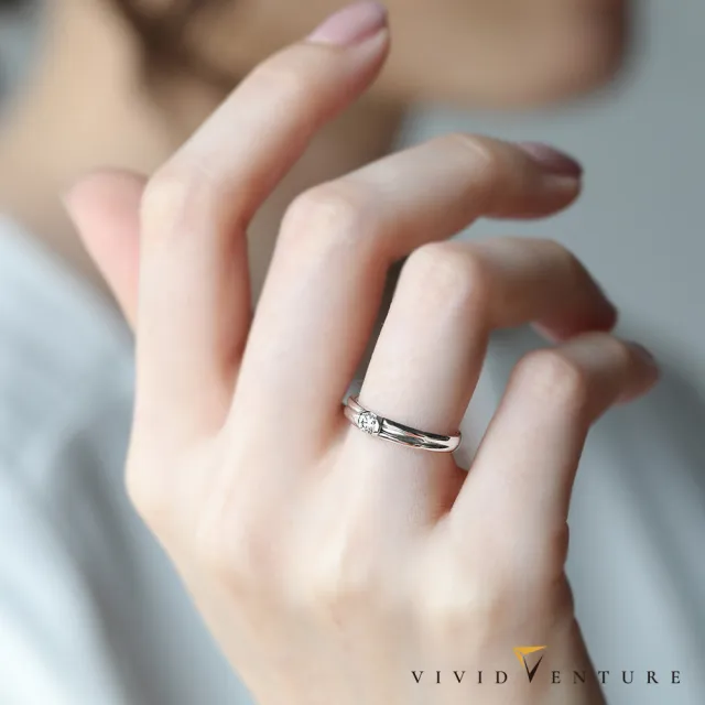【Vividventure 亞帝芬奇】5分 天然真鑽 鑽石 對戒 愛情降臨(925純銀戒台)