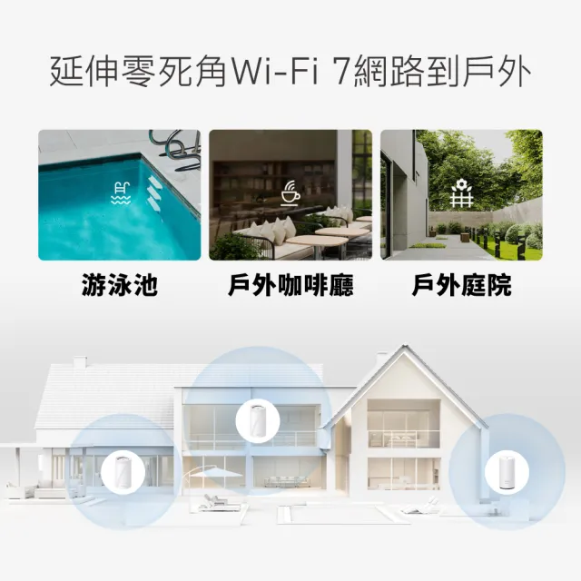 【TP-Link】WiFi 7 BE5000 雙頻 2.5G 真Mesh 無線路由器 分享器(Deco BE25(2-pack)+Deco BE25-Outdoor)