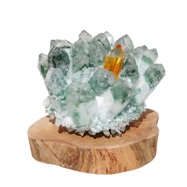 匠俱】招財綠幽靈水晶柱天然黃水晶球原石擺件搭配消磁晶簇套裝(辦公室