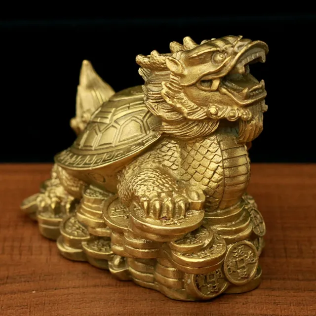 巨匠】風水擺件大號八卦龍龜純銅招財鎮宅龍龜八卦龜龍家居擺件黃銅風水