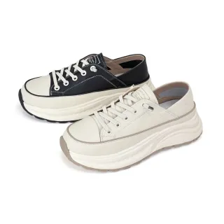 【Robinlo】時尚簡約免綁帶真皮休閒小白鞋ARIES(經典黑 / 奶油白)