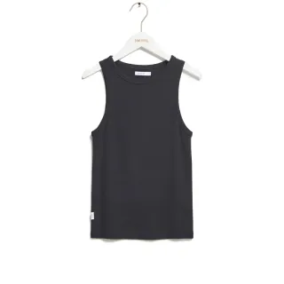 【SOMETHING】女裝 螺紋無袖背心(黑色)