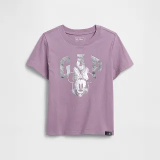 【GAP】女幼童裝 Gap x Disney迪士尼聯名 Logo印花圓領短袖T恤-紫色(767980)
