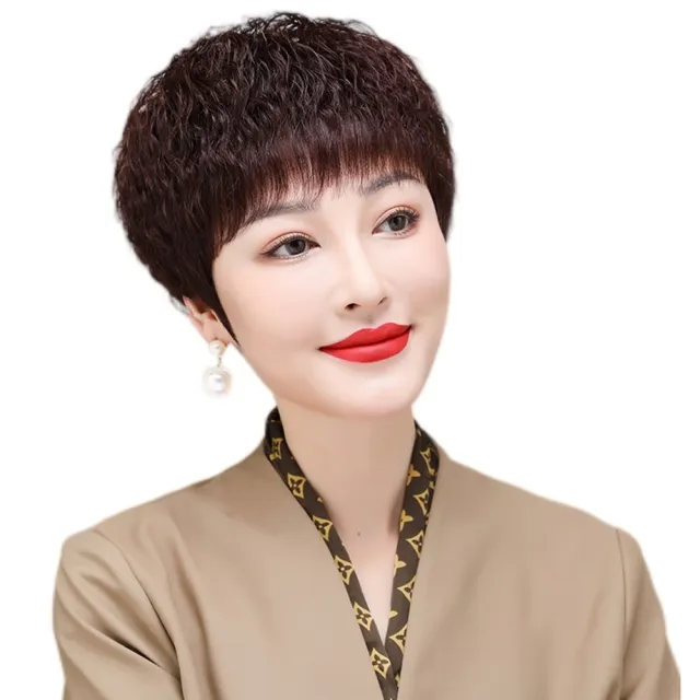 【巴黎精品】真髮短髮整頂假髮透氣輕量免打理假髮隱形增髮(百搭層次玉米鬚女假髮2色n1ky50)