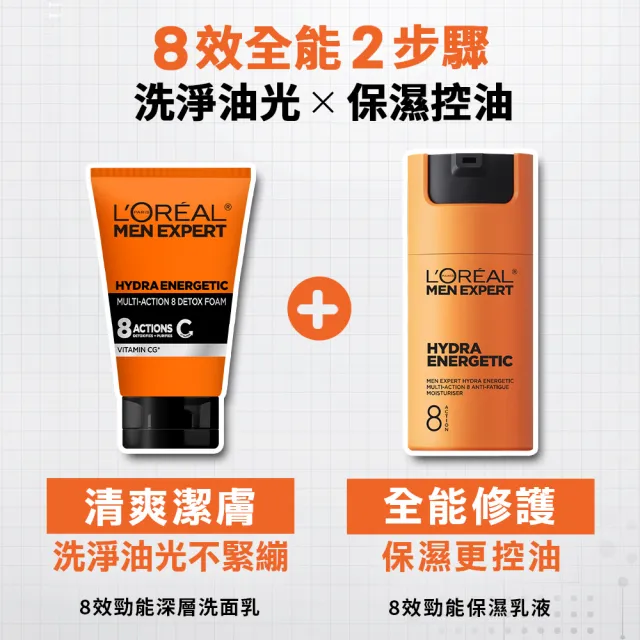 【L’OREAL Paris 巴黎萊雅】8效勁能保濕乳液50ml_2入組