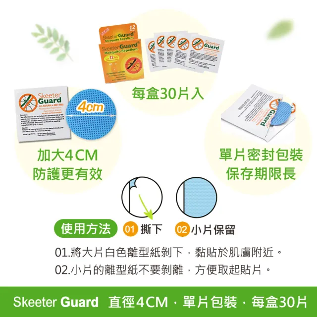【Skeeter Guard】長效防蚊貼片驅蚊貼片30入(戶外防蚊貼片/兒童防蚊貼片/防蚊貼/防蚊片/防蚊液/防蚊/驅蚊)