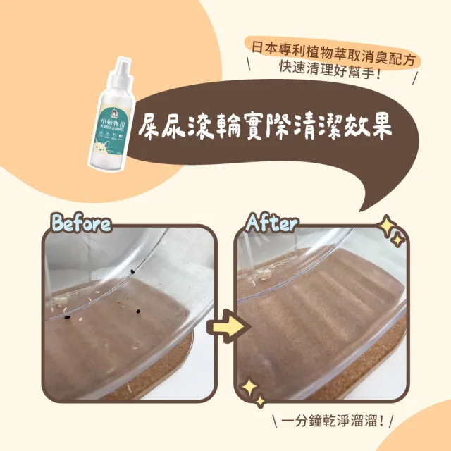 【PUBUTADA 噗噗噠噠】小動物用清潔除臭抗菌噴霧 150ml(屎尿滾輪好幫手、家具清潔、倉鼠跑輪清潔)