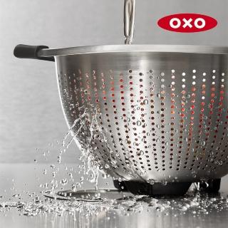 【美國OXO】不鏽鋼瀝水籃(濾水籃 防滑手把 架高設計 快速瀝水)