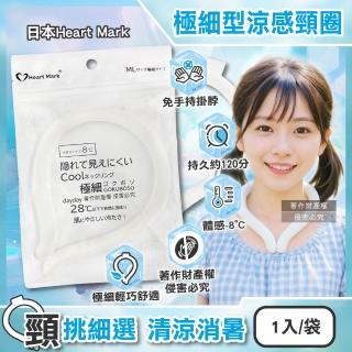 【日本Heart Mark】體感降溫約8°C可重複使用極細型掛脖涼感頸圈1入/袋(消暑冰敷涼墊頸環頸部舒適沁涼持久)