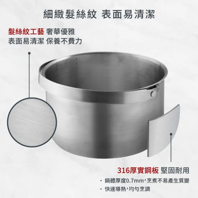 【mo select】台灣製極厚316不鏽鋼IH調理鍋3鍋6件組-22cm+19cm+16cm(電鍋適用/不挑爐具)