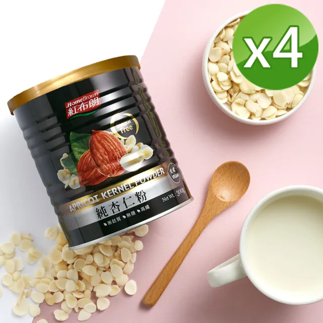 【紅布朗】純杏仁粉-無加糖300gX4罐(無糖 高纖 高膳食纖維)