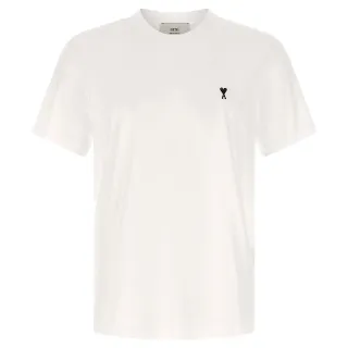 【AMI PARIS】秋冬新款 男款 愛心A圖騰刺繡LOGO 短袖T恤-白色(S號、M號、L號、XXL號)