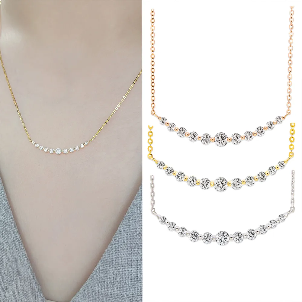 【JR.L金瑞利珠寶】雙12 微笑光芒項鍊(40分培育鑽石 18K金)