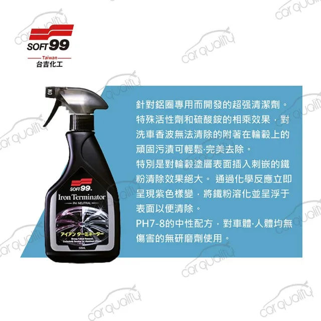 【Soft99】SOFT99 鋁圈清潔劑 鐵粉終結者 500ml 三入一組(車麗屋)
