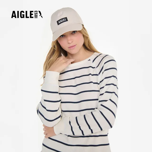 【AIGLE】女 條紋長袖T恤｜AG-4A226A131 米白(女裝 T恤 長袖T恤)