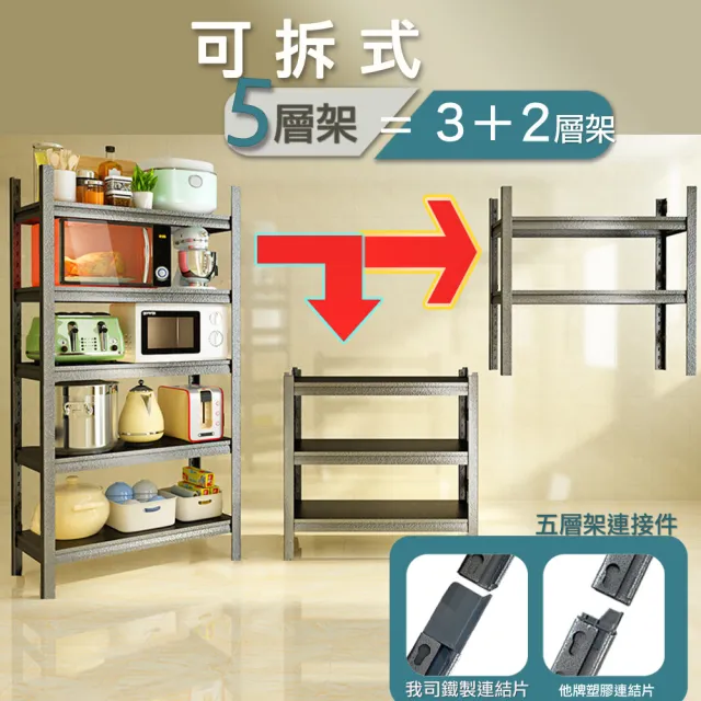 【Easy Life 家居館】五層角鋼架40x90x183CM-無輪款(40X90X183CM 角鋼架 五層架 置物架)