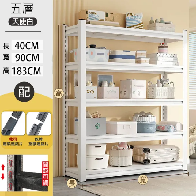 【Easy Life 家居館】五層角鋼架40x90x183CM-無輪款(40X90X183CM 角鋼架 五層架 置物架)