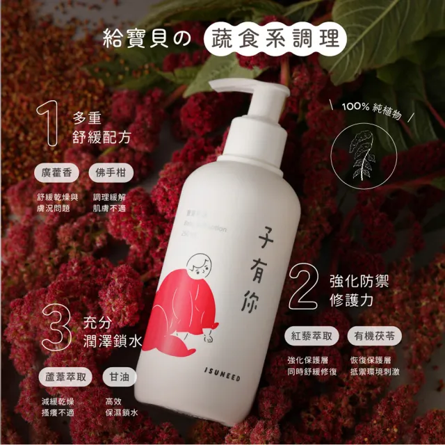 【ISUNEED 子有你】寶寶乳液250ml x 2(長效保濕不黏膩)