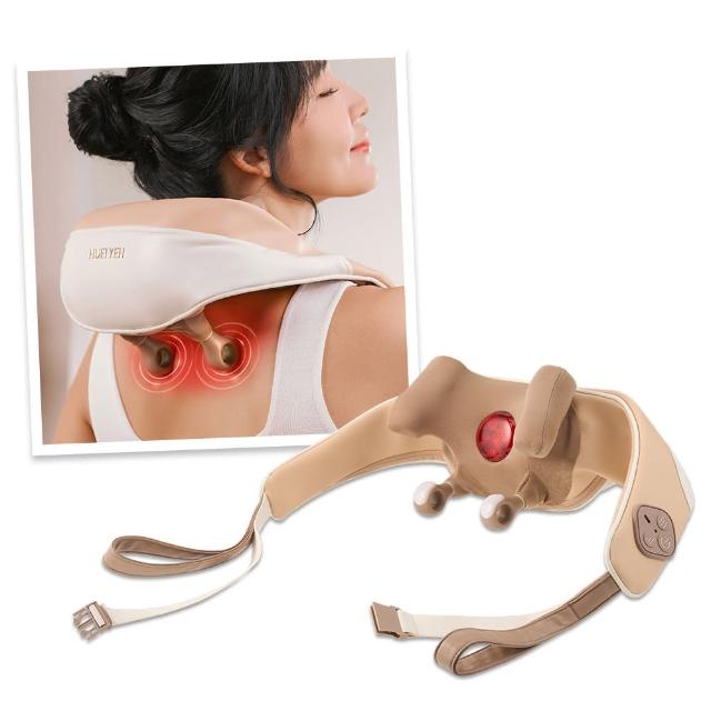  輝葉 HY-822 肩頸按摩機，專為現代人設計的揉捏式按摩神器，可針對肩部、小腿、大腿及腰部提供舒緩按摩。尺寸71x11x15.5cm，重量僅1.2kg，咖啡色系輕便易攜帶，採用5V充電式電源，無需遙控器操作。中國製造，BSMI許可字號R32600，保固1年，個人衛生用品，幫助您在家輕鬆放鬆肌肉，緩解肩頸疲勞，提升生活品質。 