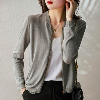 【ONEY 歐妮】★亮絲立領拉鍊針織外套(女裝/女外套/氣質/開襟/通勤/日系)