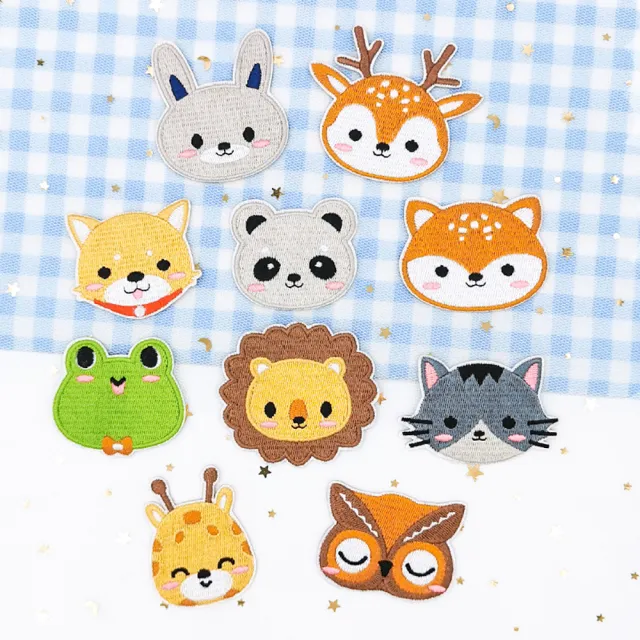 【QOQ】動物貼布 刺繡貼布/可愛卡通動物頭像圖樣刺繡貼布 DIY材料 衣物補丁 熱熔膠款(10款任選)