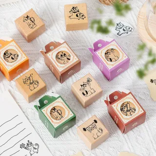 【Paper Play】木質印章 手帳印章/可愛萌貓日常DIY復古木質印章 手帳印章(8款任選)