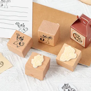 【Paper Play】木質印章 手帳印章/可愛萌貓日常DIY復古木質印章 手帳印章(8款任選)