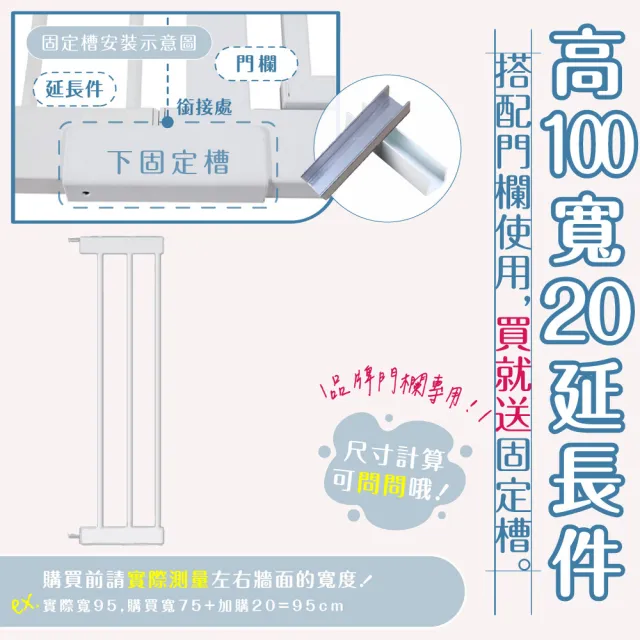 【KIDS PARK】高100延長件20cm安全門欄配件(客製門欄專用/加寬延長片/兒童寵物柵欄/送上下固定槽)